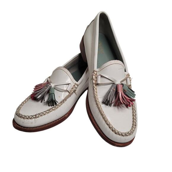 Bass Weejuns White Patent Leather Preppy Pastel Tassle Classic Loafers Size 6.5M - Picture 6 of 8